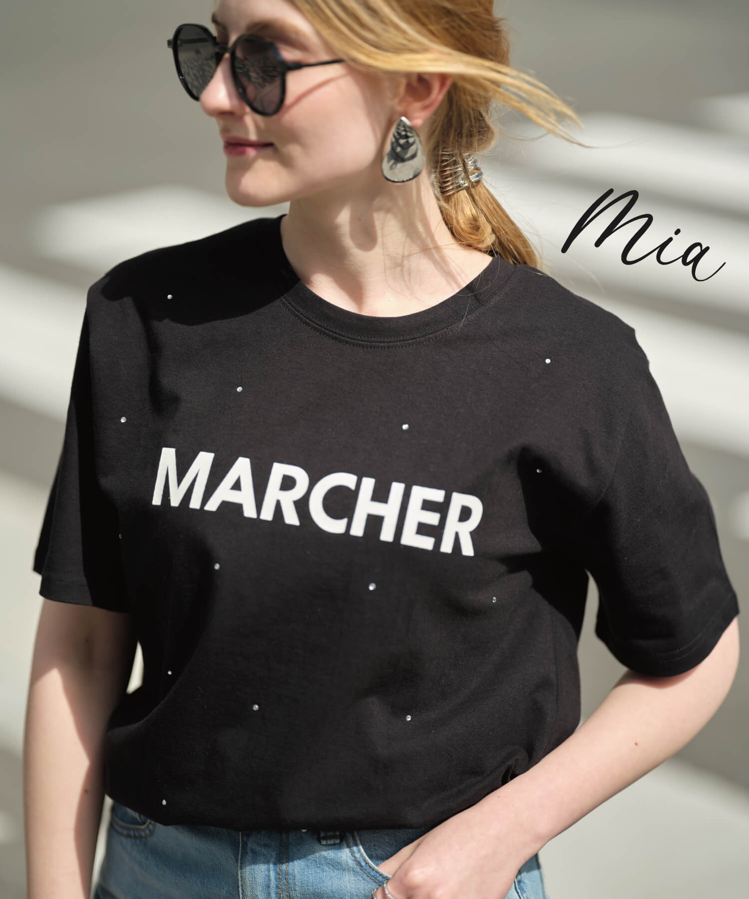 【SALE20%OFF】MARCHER-ビジューロゴTシャツ