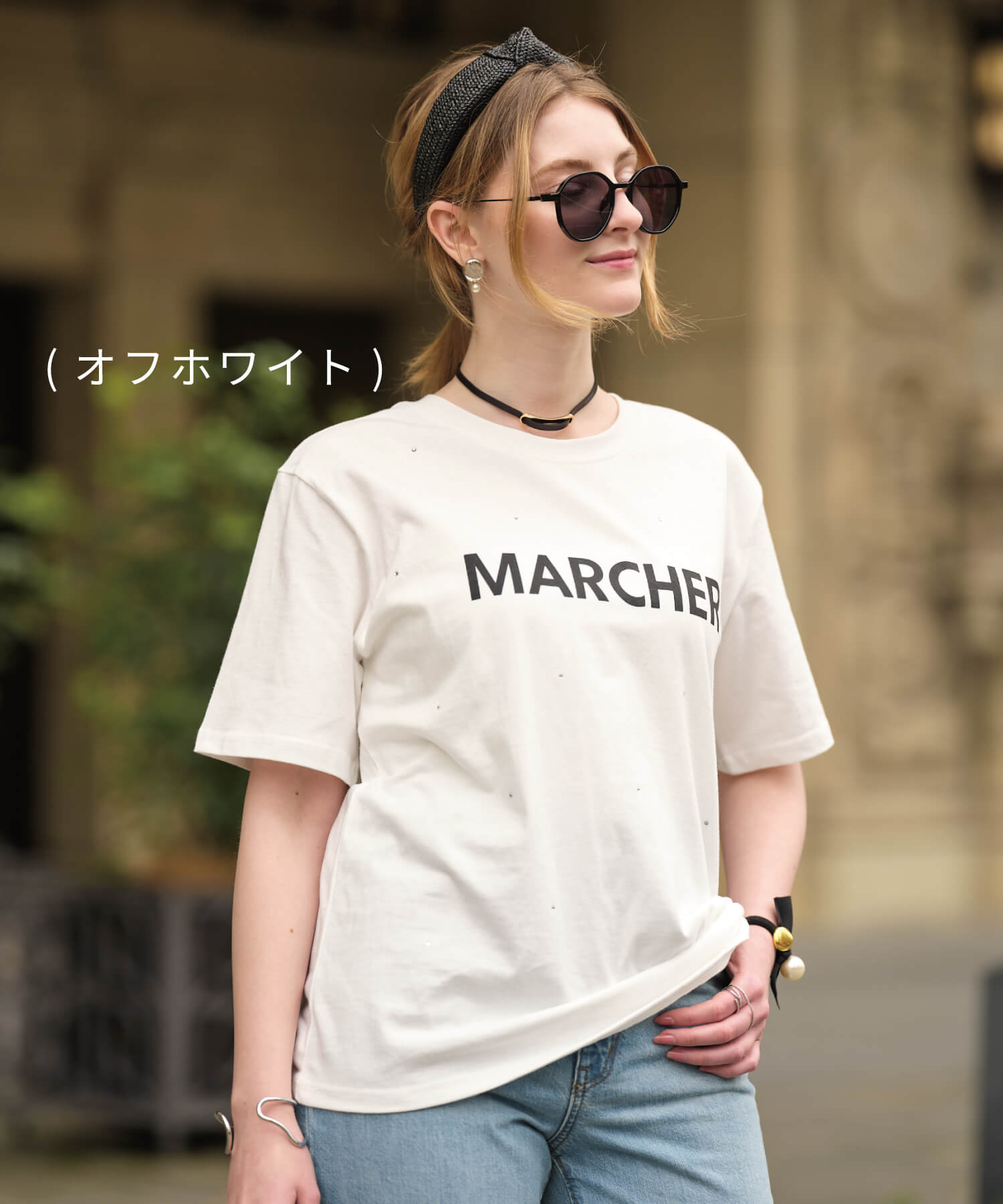 MARCHER-ビジューロゴTシャツ
